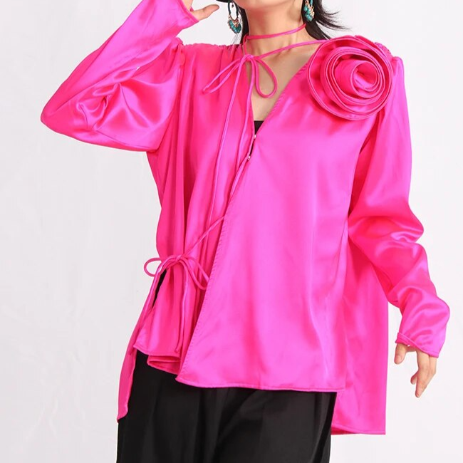 LANA LONGSLEEVE BLOUSE ROSE DECORATED