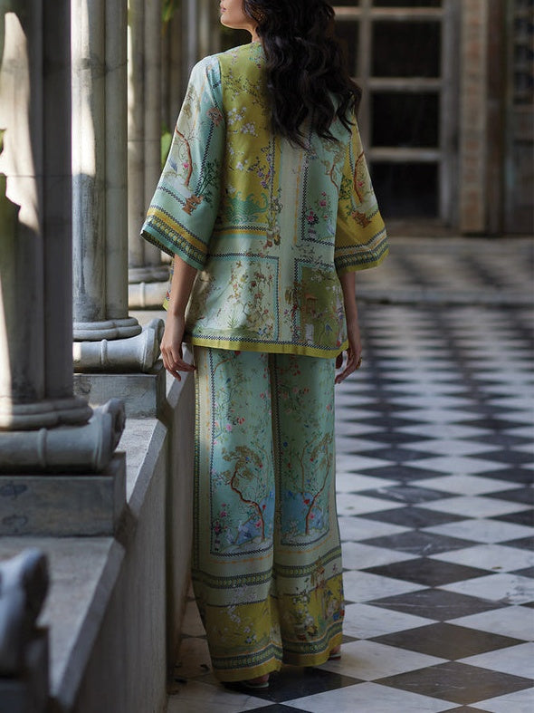 Digital Printed Trumpet Sleeves Print Cape