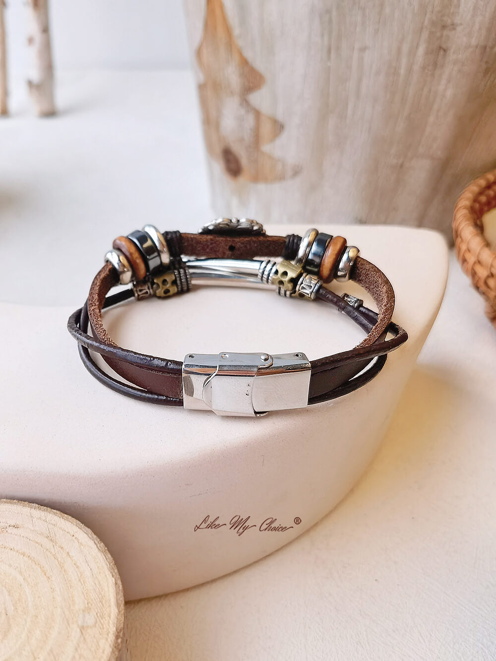 Bohemian Ethnic Turquoise Bracelet Leather Chain and Totem Element