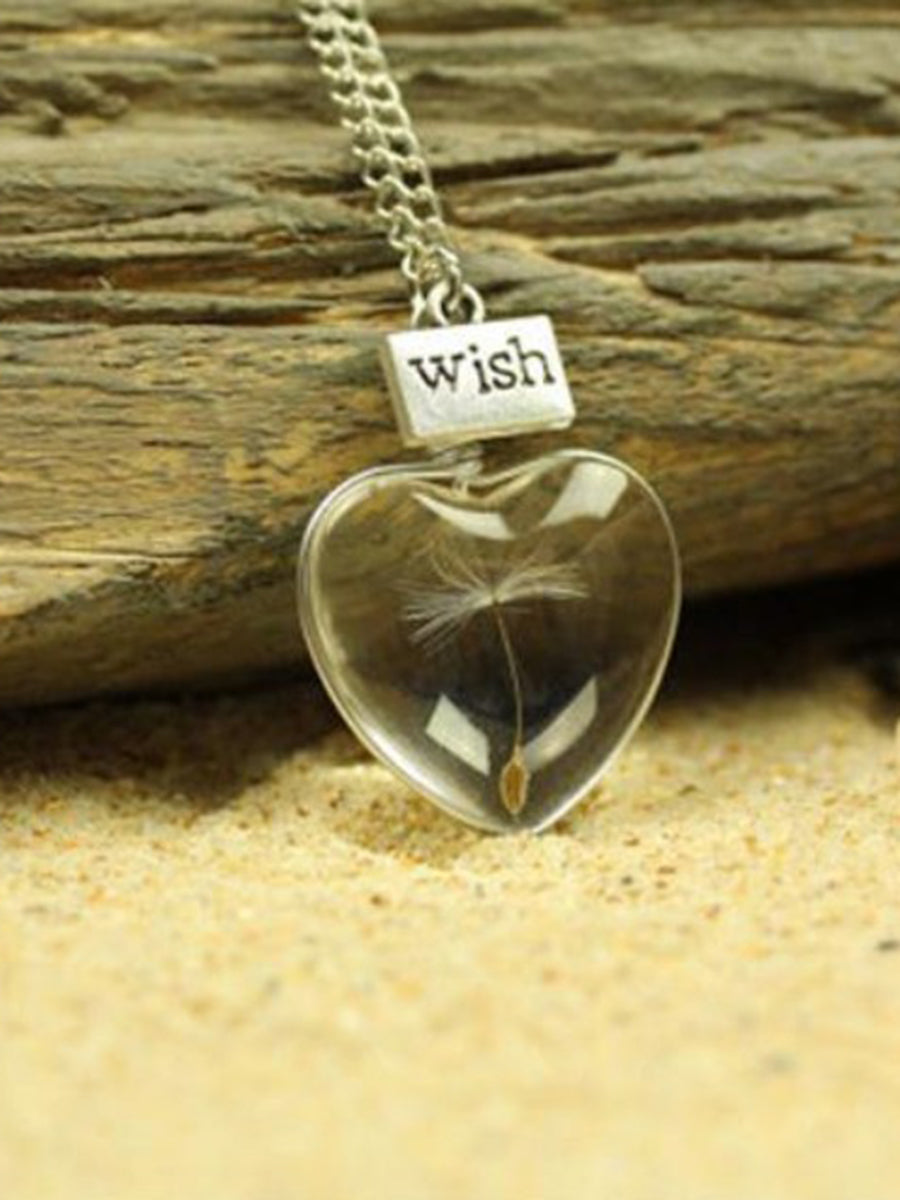 Reversible Crystal Pendant Dandelion Time Stone Necklace