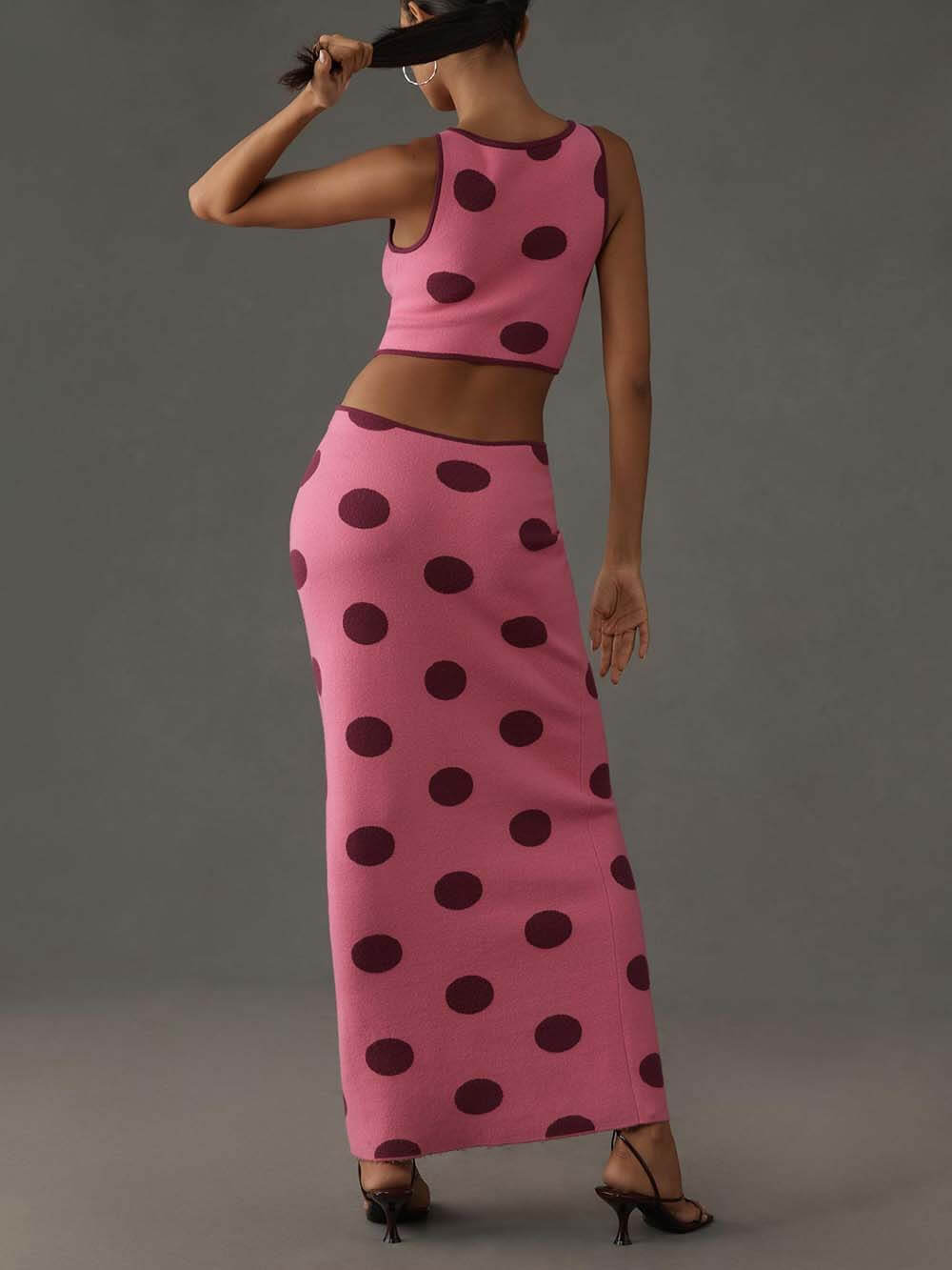 Retro Polka Dot Print Sleeveless Maxi Dress