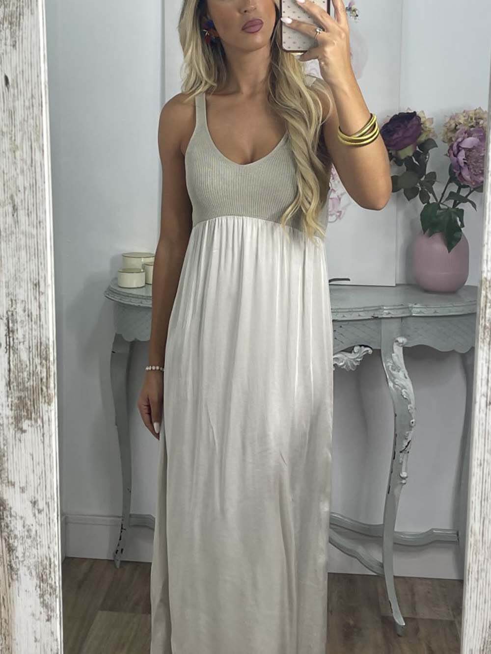 Summer Afterglow Patchwork Contrast Backless Dress