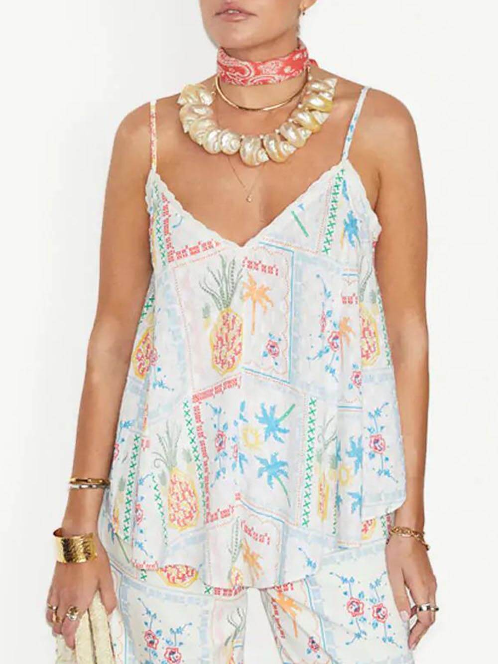 Unique Island Print Cami Tank Top