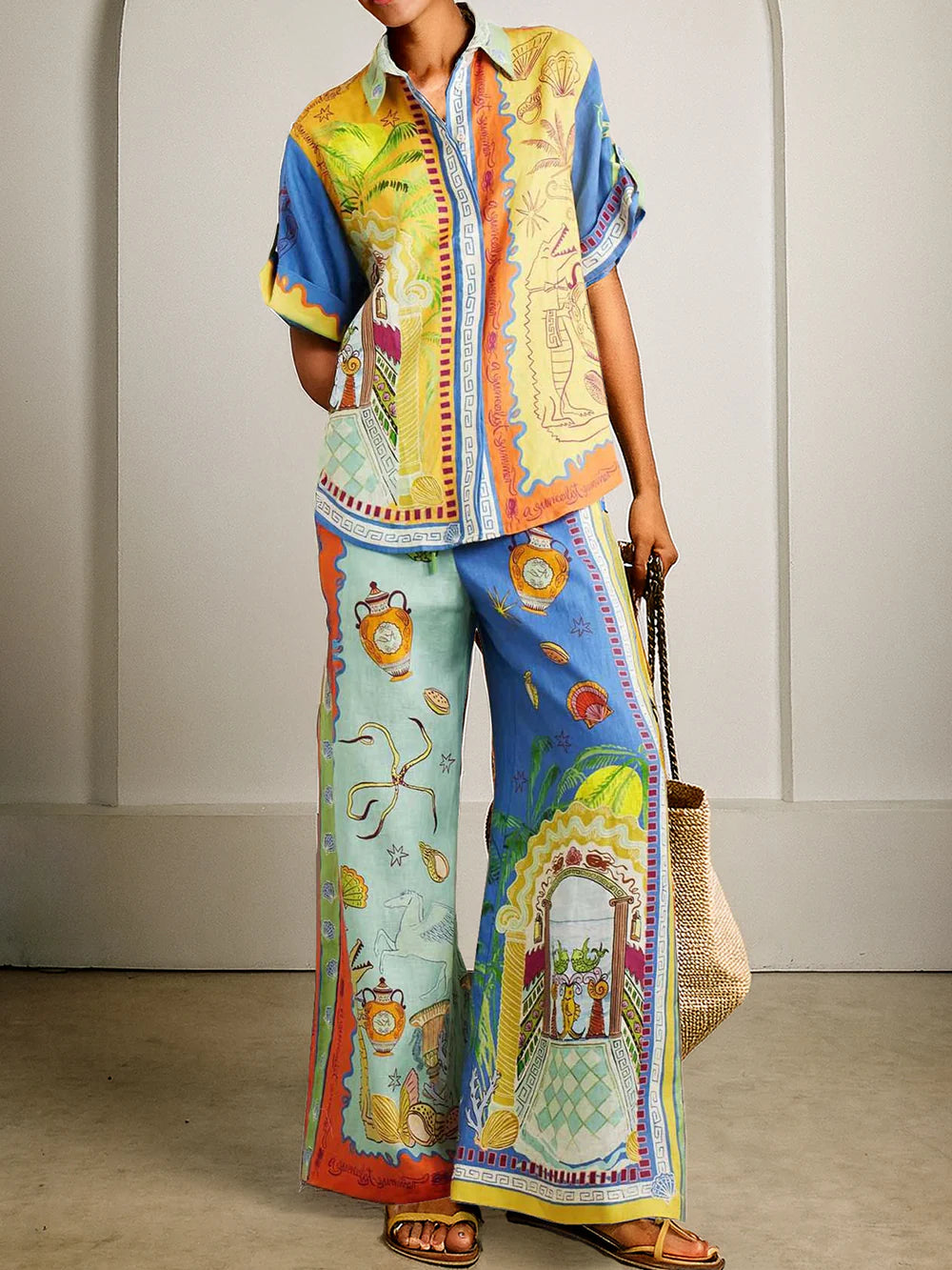 Unique Summer Fantasy Print Short-sleeved Loose Shirt