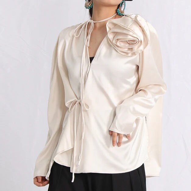 LANA LONGSLEEVE BLOUSE ROSE DECORATED