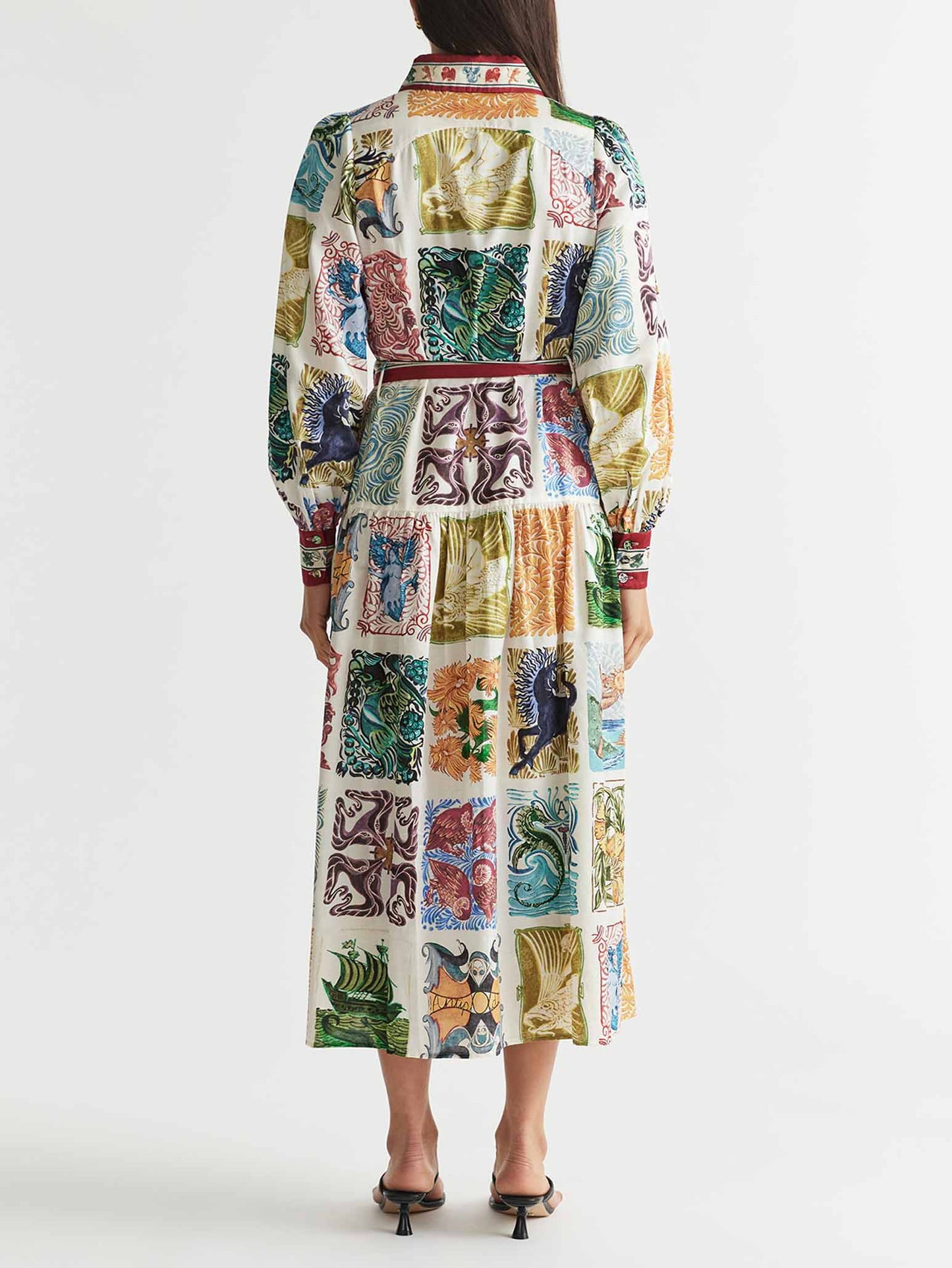 Unique Retro Painted Geometric Print Midi Dress