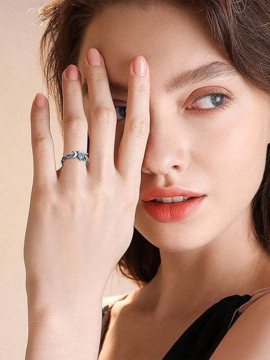 Double Moon Geometry Ring Gemstone Ring