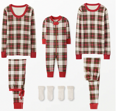 Mixed color plaid Matching Fmalily Pajamas Set (with Pet Dog Clothes)