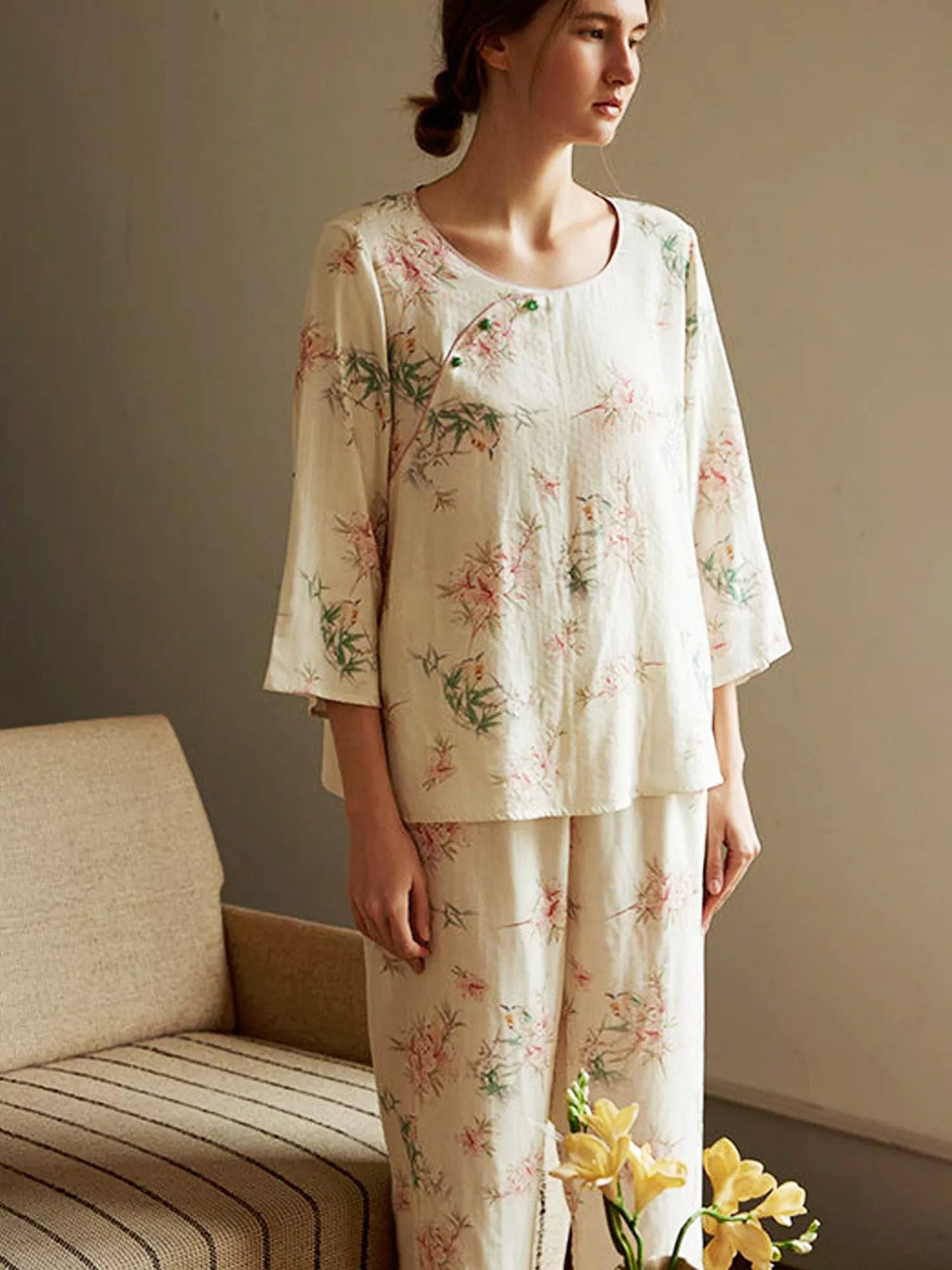 Eco-Friendly Fiber Printed Pajama Set
