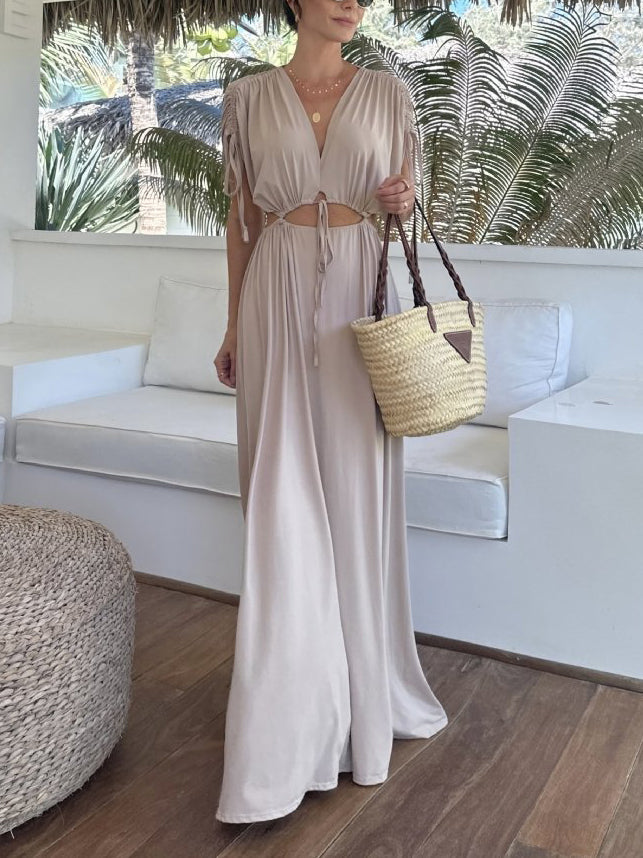 Modern Fashion V-Neck Hollow Maxi Dress