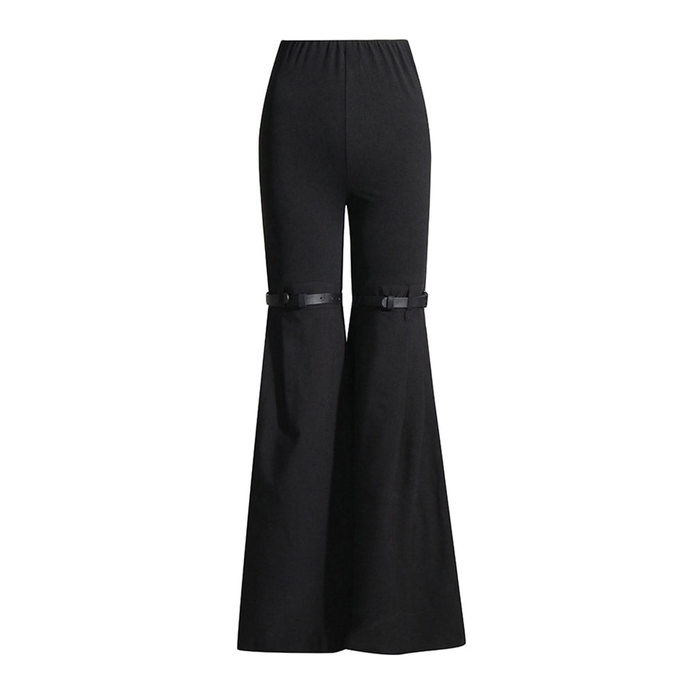 RIO KNEES WAIST FLARED BLACK PANTS