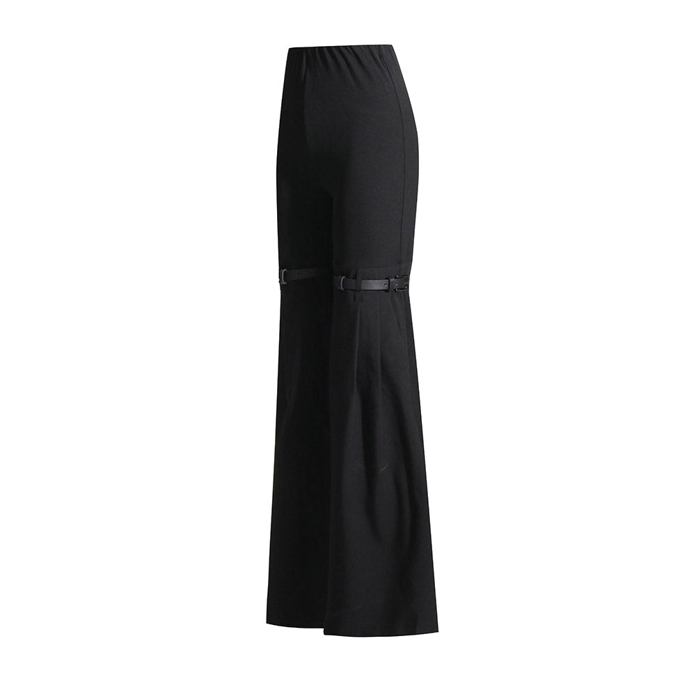 RIO KNEES WAIST FLARED BLACK PANTS