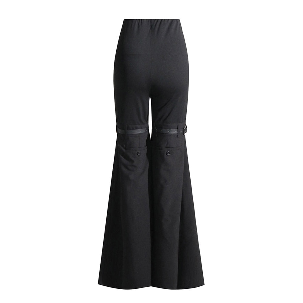 RIO KNEES WAIST FLARED BLACK PANTS