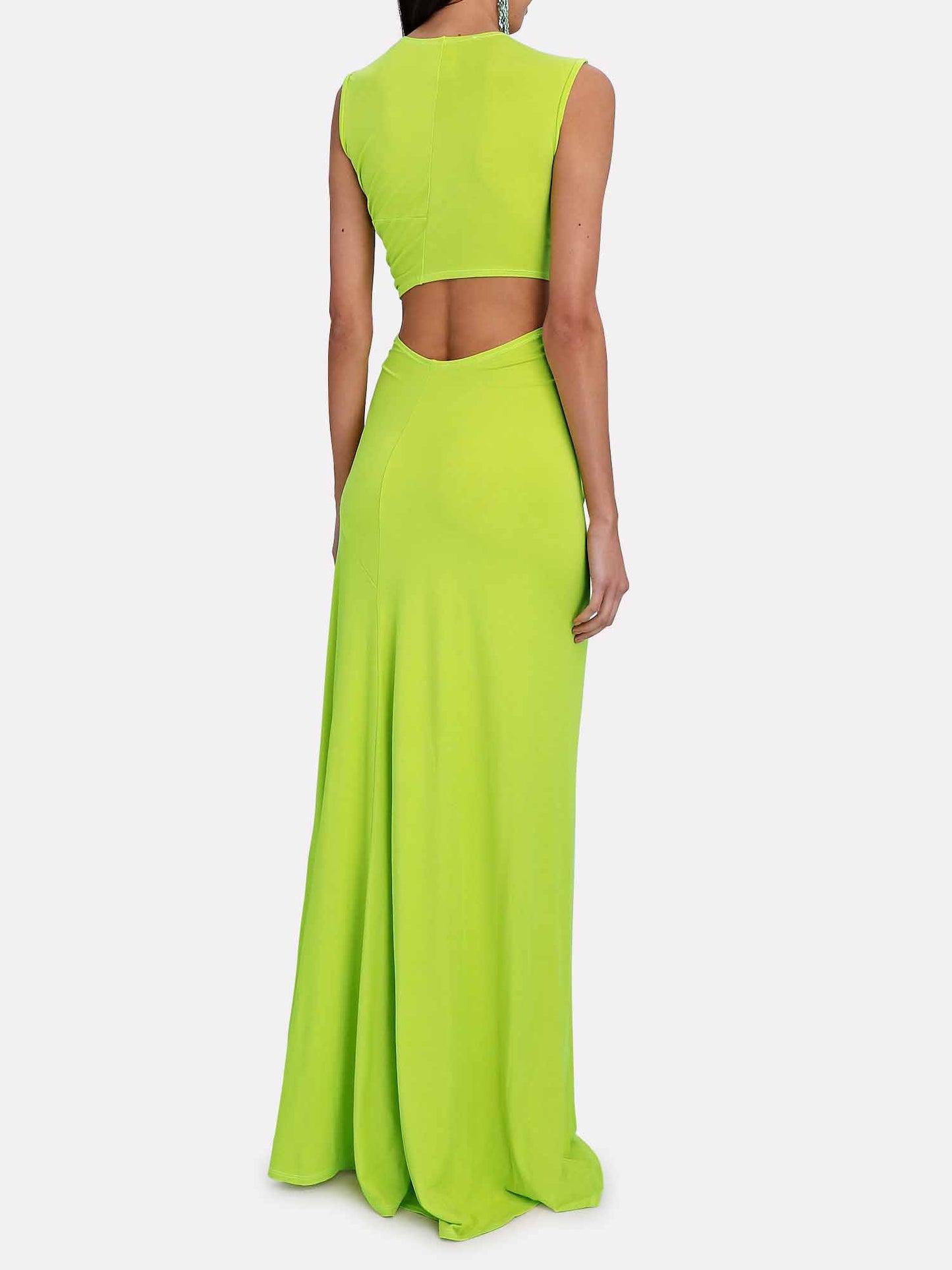 Modern Deep V-Neck Cutout Twist Knit Maxi Dress