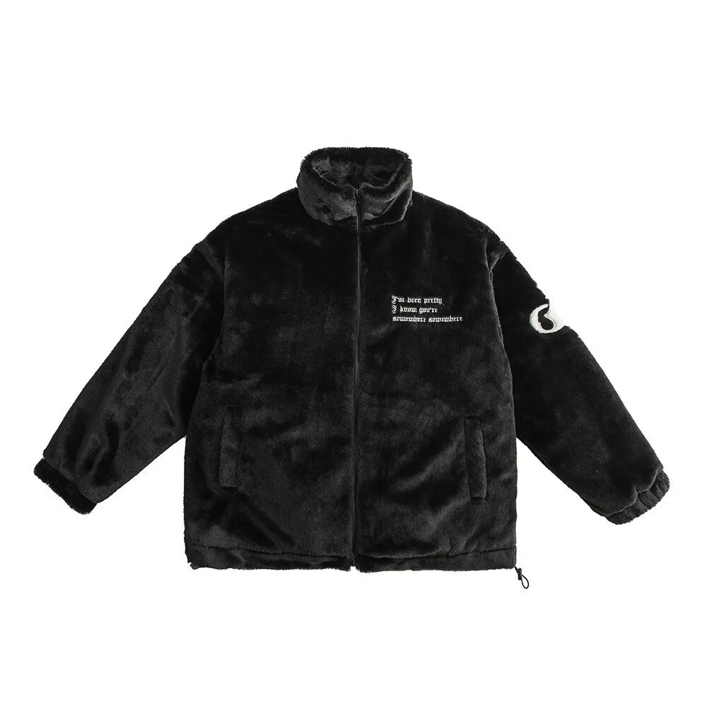 Embroidered Jacket - Thick Faux Fur for Men
