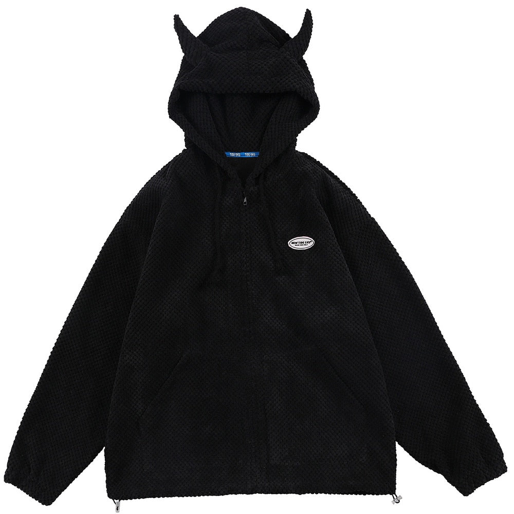 Mystical Green Hoodie Unisex with Demon Horns