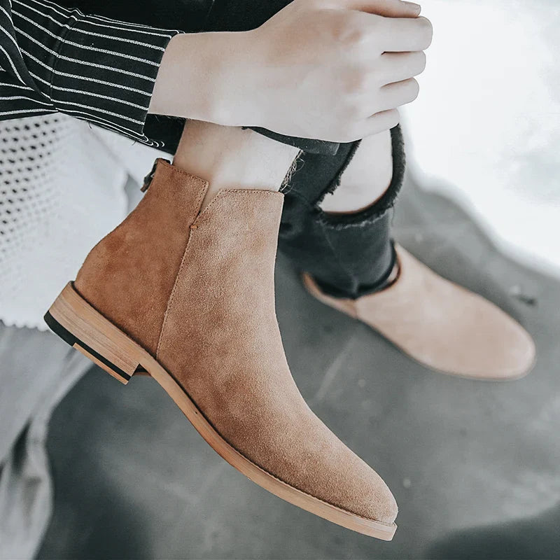 England Zip Ankle Boots Genuine Leather for Men