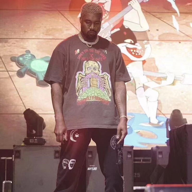 Unisex Kanye Streetwear Skull Print T-shirts