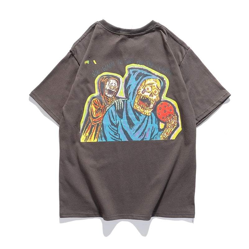 Unisex Kanye Streetwear Skull Print T-shirts
