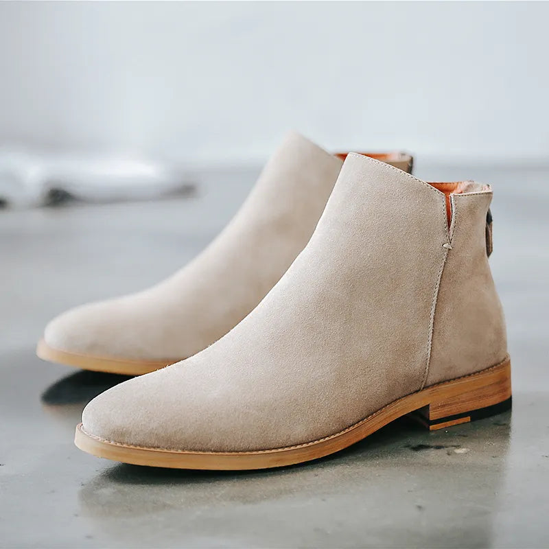 England Zip Ankle Boots Genuine Leather for Men