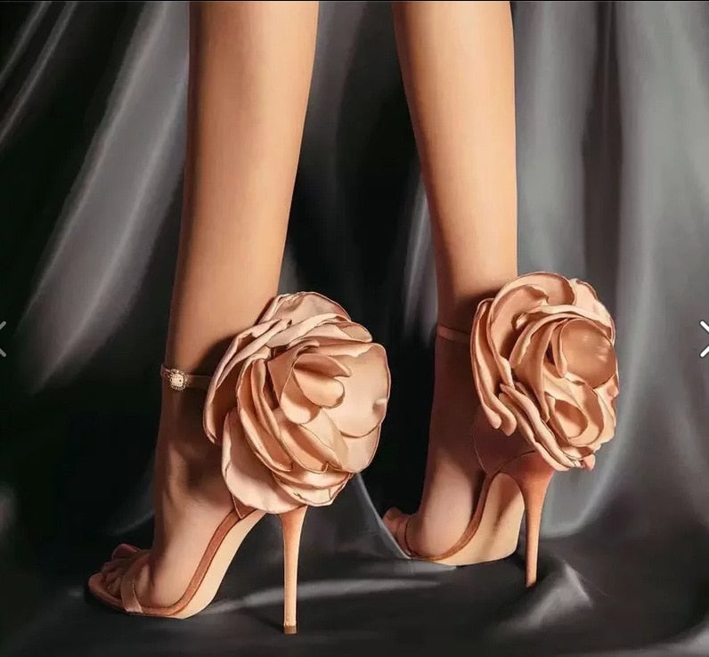 Flower Back Stiletto Sandals