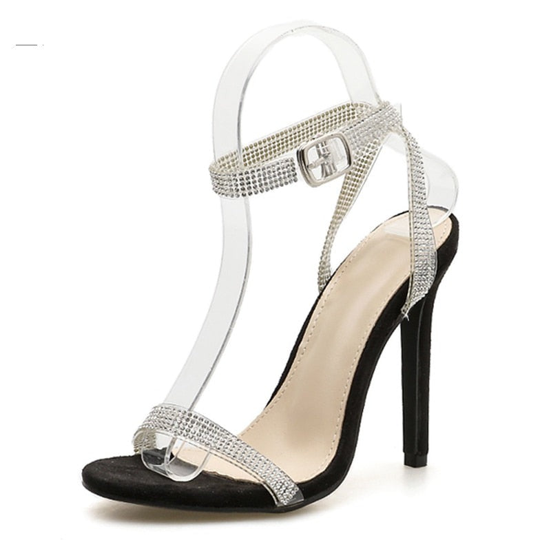 Silver Chain Crystal Sandals