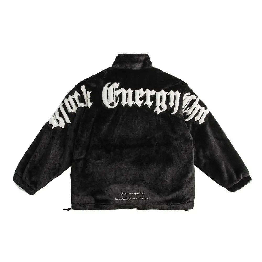 Embroidered Jacket - Thick Faux Fur for Men
