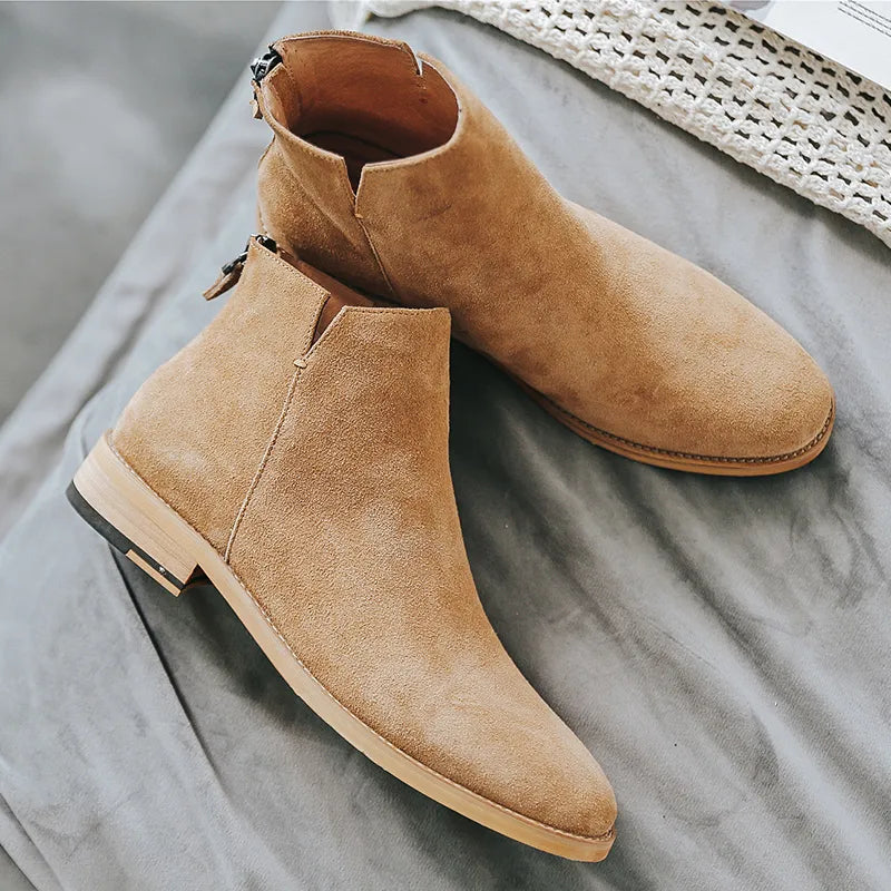 England Zip Ankle Boots Genuine Leather for Men