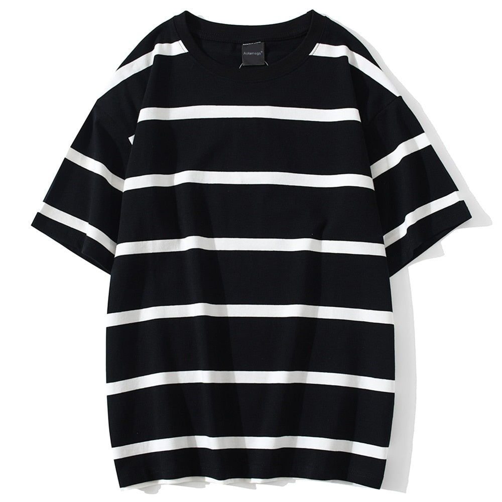 Striped T Shirt - All-Match Streetwear for Men