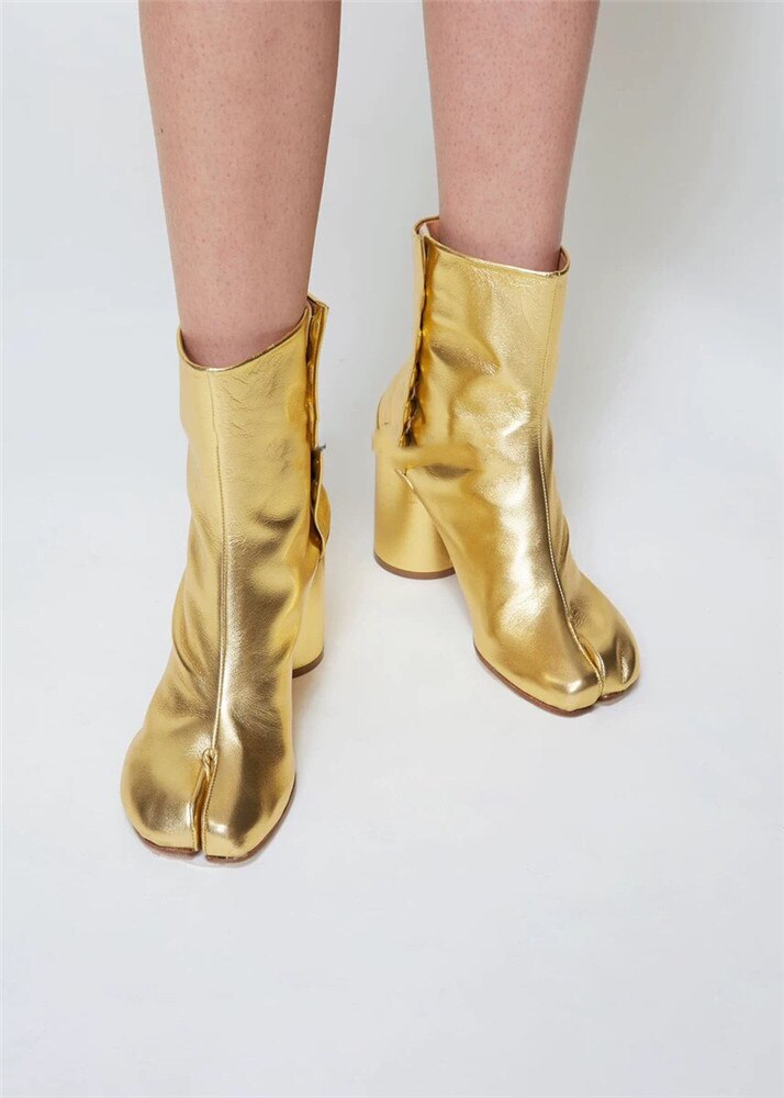 Chunky Round High Heels Boots