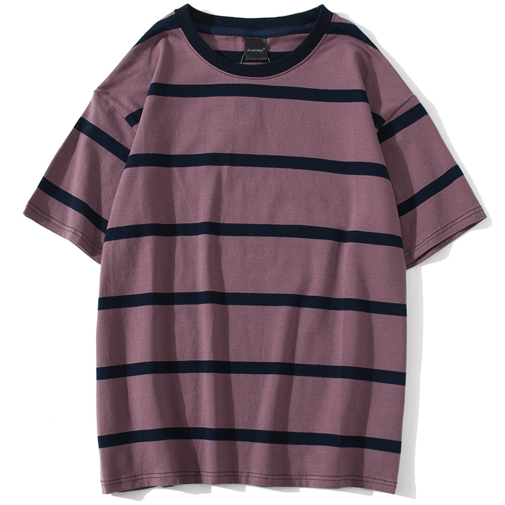 Striped T Shirt - All-Match Streetwear for Men