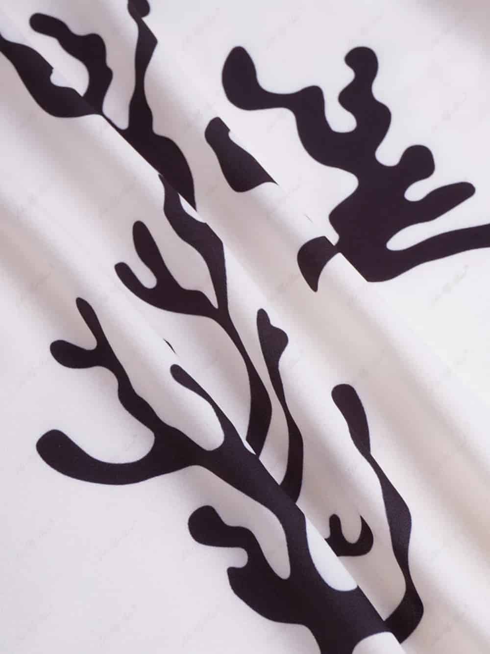 Black Coral Print Wide-Leg Pants