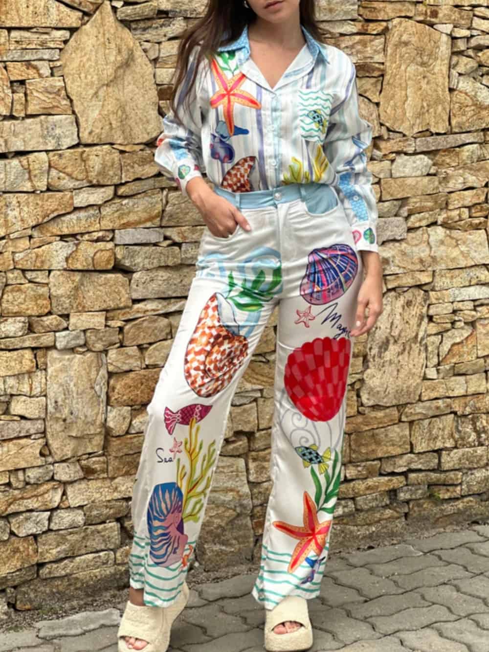 Ocean Print Theme Pants