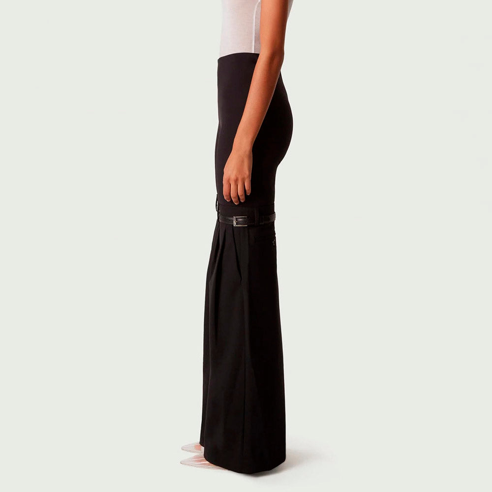 RIO KNEES WAIST FLARED BLACK PANTS