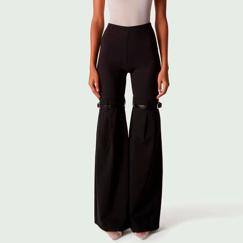 RIO KNEES WAIST FLARED BLACK PANTS