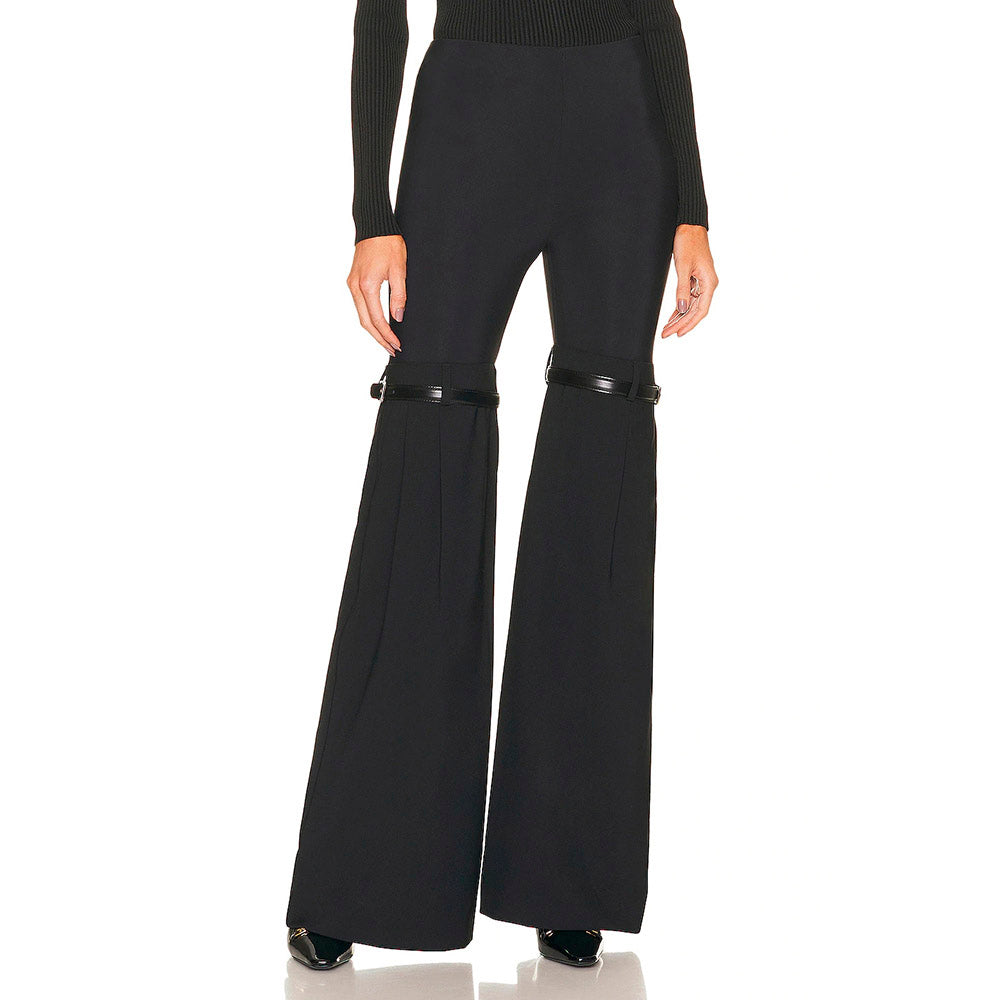 RIO KNEES WAIST FLARED BLACK PANTS