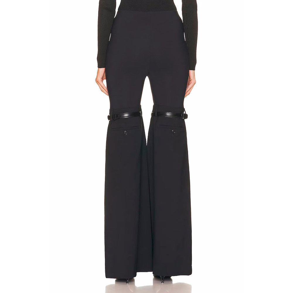 RIO KNEES WAIST FLARED BLACK PANTS
