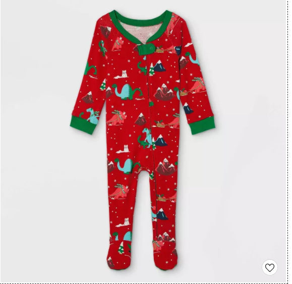 Red Cute Dinosaur Pattern Family Matching Pajamas Sets