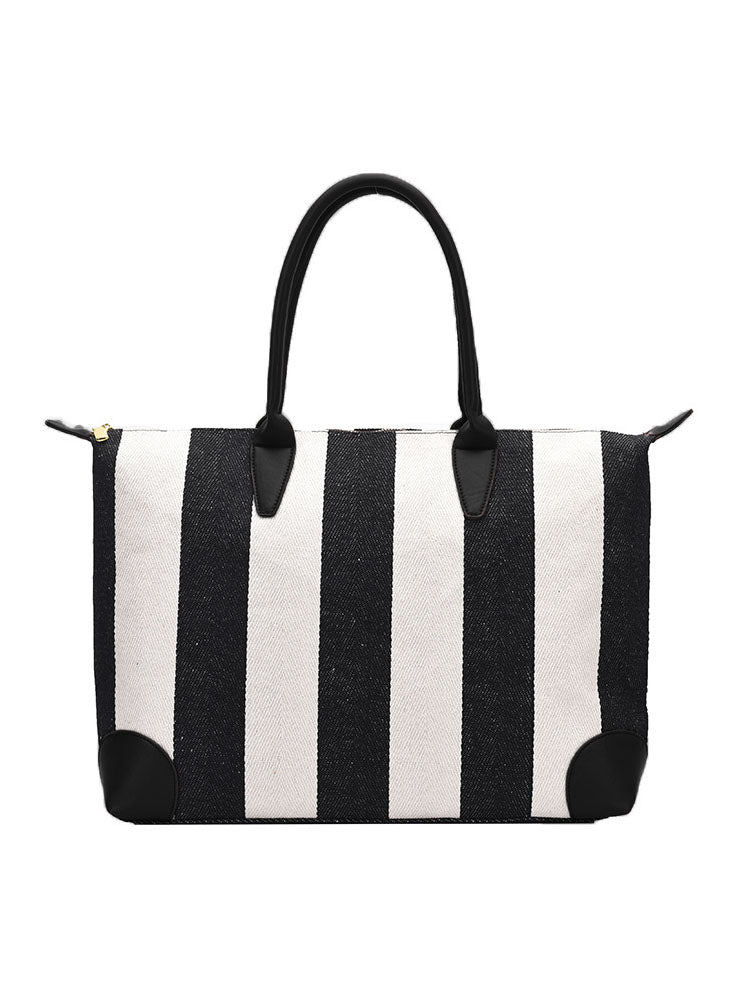 Fashion Striped Commuter Tote Bag