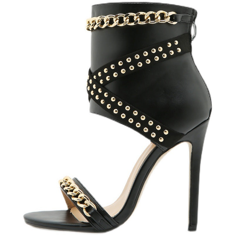 Metal Rivets Studded Sandals Inspired by Olivia Furguson