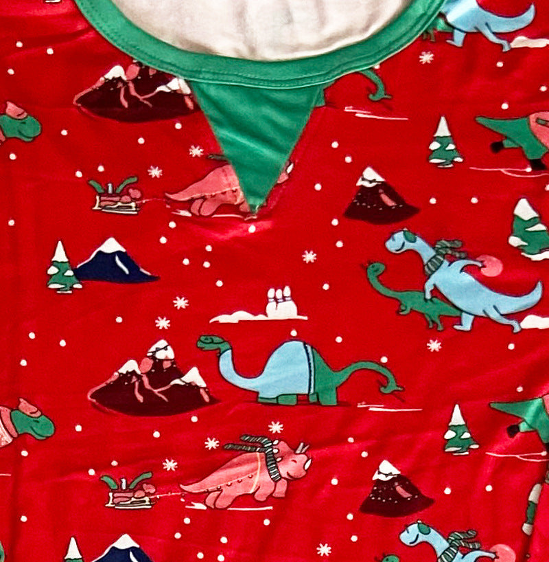 Red Cute Dinosaur Pattern Family Matching Pajamas Sets