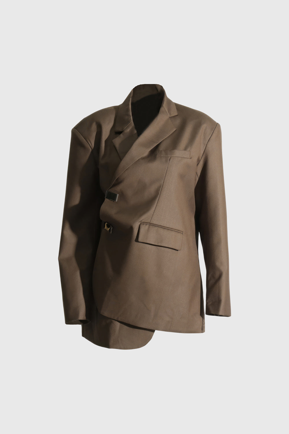 Irregular Closure Blazer - Brown
