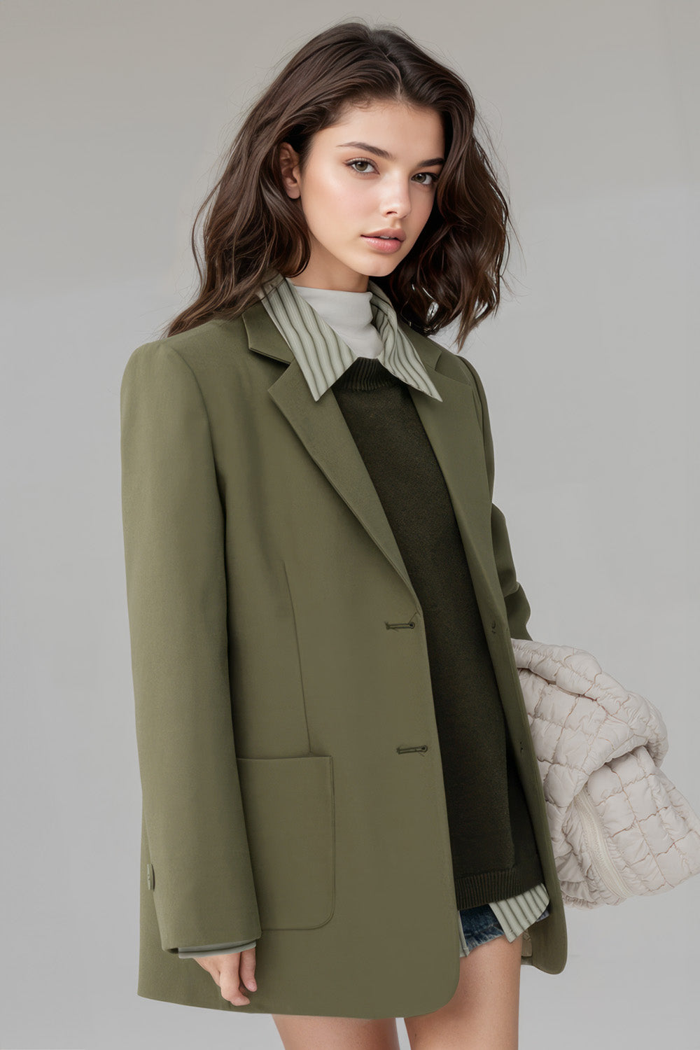 Classic Blazer with Pockets - Green