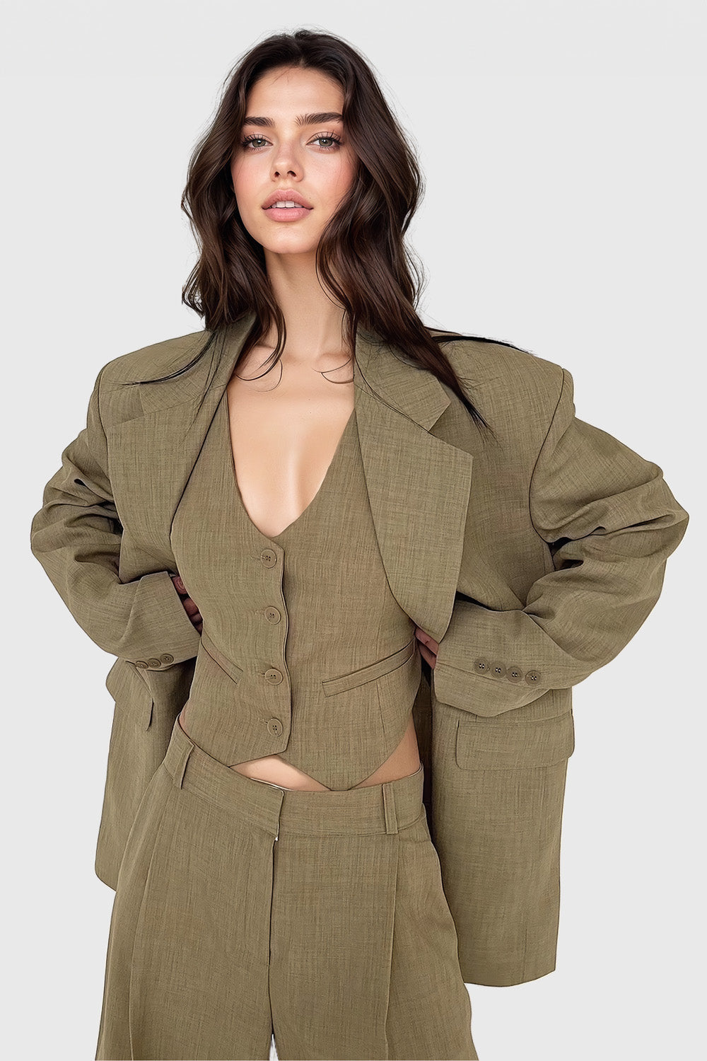 Long 3-Piece Suit - Beige