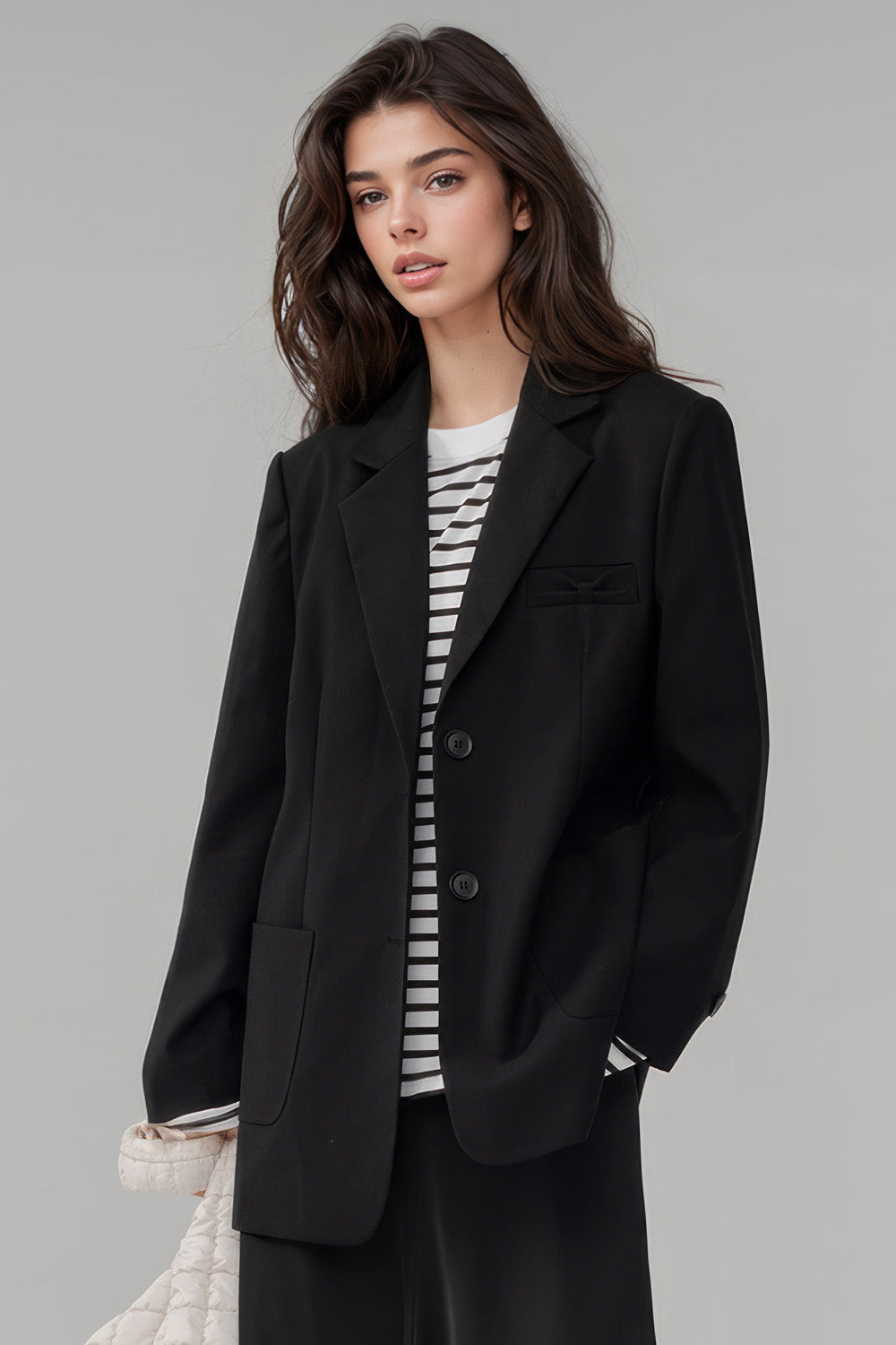 Classic Blazer with Pockets - Black