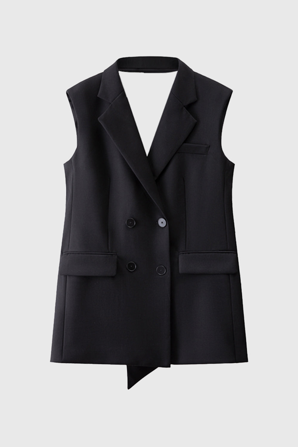 Sleeveless Blazer Dress - Black