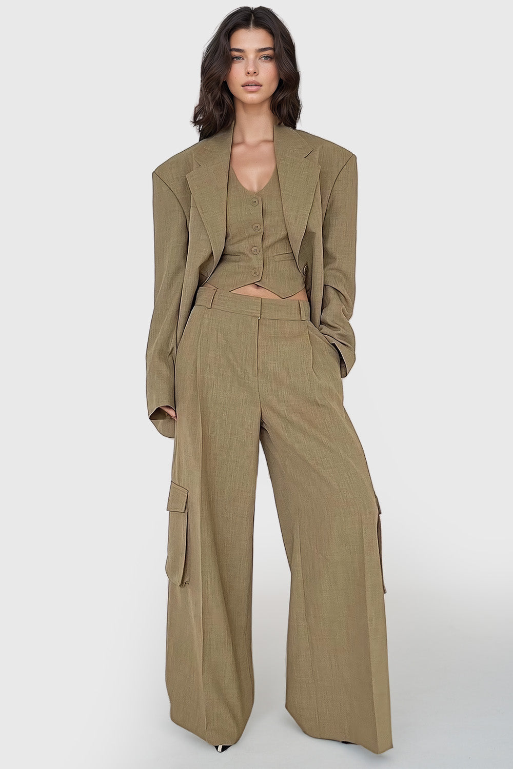Long 3-Piece Suit - Beige
