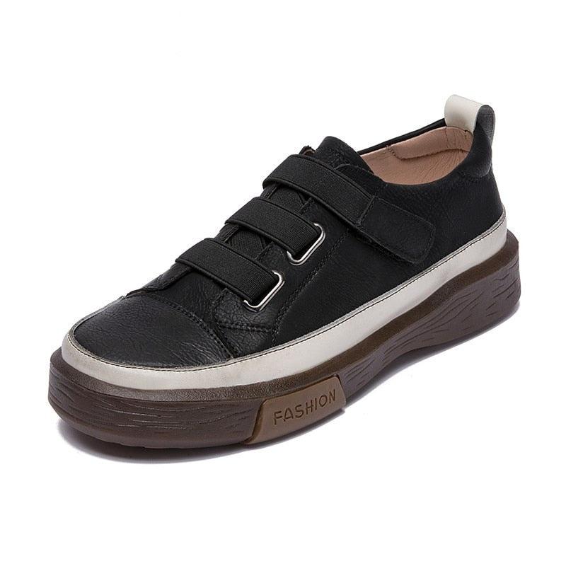 Hook & Loop Leather Sneakers for Women