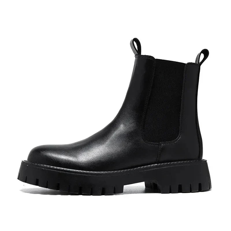 British Style Black Chelsea Boots for Men Microfiber Leather