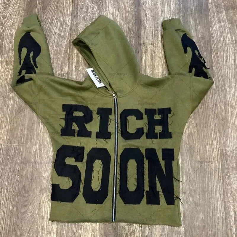 Rich Soon Hoodie - Retro Zipper Unisex Sweatshirt